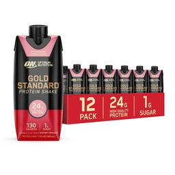 Optimálna výživa Zlatý štandardný proteín Shake, 24g Proteín, Pripravený na pitie Bielkoviny Nápoje, Strawberry, 11 Fl Oz, 12 Počet (Packaging May Vary)