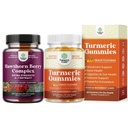 Bundle extra sila Hawthorn Berry Kapsule - Srdce Zdravie Supplement a Turmerica Curcumin Immune Support Gummies - Immune Booster Turmeric Gummies pre spoločnú podporu a pokročilú starostlivosť o pleť