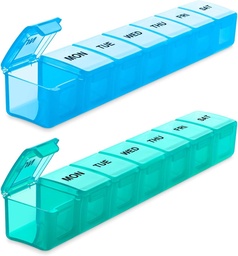Bug HULL týždenné pilulky Organizátor veľké 2 balenia, extra veľké cestovné pilulky Organizátory, tabletky box 7 deň, cestovné pilulky prípad, Medicína pilulky Organizátor pre vitamíny, doplnky a lieky (modrá+zelená)