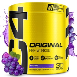 Cellucor C4 Original Pre Workout Powder Grape Sugar Free Preworkout Energy for Men & Women 150mg Caffeine + Beta Alanine + Creatin - 30 Servings (Backaging May Vary)