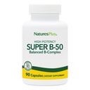 Príroda Plus Super B50-90 Vegetariánske kapsule - Vysoká potencia B komplex vitamínové doplnky - Mozog & Energy Booster - bez lepidla - 90 porcií