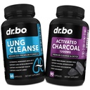Lung Cleans & Activated Charcoal Kapsule - Dýchacie doplnky a organické Coconut Charcoal Tablety pre Žalúdočný plyn a Bloating Support - Bylinný detox pre Pľúca, Bronchial Health & Gut