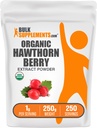 BulkSupplements.com Organic Hawthorn Berry Extract Powder - Hawthorn Berry Supplement - Herbal & Gluten Free, 1g per Serving, 250g (8,8 oz) (Pack of 1)