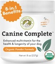 Wholistic Pet Organics Psie kompletný - Psie multivitamín prášok - 8 Oz - Denné psie vitamíny a doplnky pre domáce potraviny - imunitný systém, koža, kabát a celkové zdravie - malé a veľké plemeno