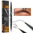 9706 2-in-1 dvojkoncové pero s tekutým obočím, 4 hroty hlavy & 1 Tip Ultra jemné pero s obočím, jednoducho kreslite realistické obočie, 4 farby, vodotesné (2#Dark Brown)