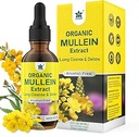 Mullein kvapky pre Pľúca, Mullein Leaf extrakt bylinné doplnky, Prírodné Pľúcne čistenie, Respiračné a imunitné podpora, Dýchanie zdravie, Tinktúra s marshmallow, bazový olej - 2 fl Ounces