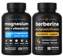 NutraChamps Kompletná kostná a metabolická podpora: Magnézium Zinok D3 a Berberine Duo