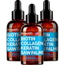 PrimeMD 4-in-1 Liquid Biotin Collagen Keratin Saw Palmetto kvapky (3 balenia) Bundle - 25000mcg vlasové nechty a kožné vitamíny pre ženy a mužov - 2 Fl Oz Každý, Watermelon Flavor, bezlepkové, non-GMO