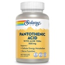 SOLARAY Kyselina pantoténová 500 mg - Vitamín B 5 pre koenzým-A výrobu a energetický metabolizmus, podpora vlasov, kože a nechtov - Vegan, Lab Overené, 60-dňová záruka - 100 Servings, 100 VegCaps