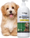 Liquid Health Domáce zvieratá K9 Omega 3 Rybí olej pre psy - Liquid Omega 3 Dodatok pre domáce zvieratá s EPA + DPA + DHA - Znížiť svrbenie a lepenie, podporné kĺby, imunita, mozog a zdravie srdca - USA Made (16 oz)
