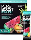 Pureboost Immune Clean Energy Booster, osviežujúci energetický nápoj Mix and Imunity Supplement with Elderberry, 1 200 mg vitamín C, vitamíny A + D a zinok. (Tropical Spark, 30 Počet)