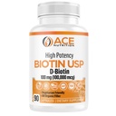 High Potency Biotin USP (D-Biotin 100.000mcg) - Superior Biotin, Organická ryža Fúka, Vegetariánske Kapsule na vlasy, kožu, a Myelin zdravie, Vyrobené v USA (100mg/90 Kapsule)