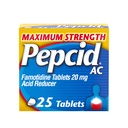 Pepcid AC Maximálna sila Pálenie záhy Relief Tablety, OTC Medicína Zabraňuje a zmierňuje Pálenie záhy a reflux kyseliny Vzhľadom na kyslé poruchy trávenia, 20 mg Kyselina famotidínová Redukcia, rýchle pôsobenie, 25 ot