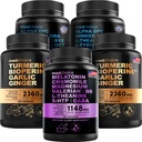 MEDCHOICE spánkový melatonín (90ct), Turmerica & Ginger (240ct) a nootropný mozog (120ct) doplnok Bundle - Wellness Trio pre mozog, spánok, a imunitná podpora - Vegan, non-GMO, bez lepidla