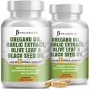 JB Wellness Oregano olej, cesnak extrakt, Olive Leaf, s Astragalus - Imunitná podpora a trávenie zdravie doplnok pre ženy a mužov - 120 Počet