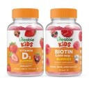 Životaschopné vitamín D deti + biotín deti, Gummy Bundle - veľké ochutnávky, vitamínové doplnky, bez lepku, bez GMO, žuvacia Gummy