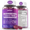 Resveratrol Supplement 1500mg - Resveratrol Gummies Supports NAD+, NMN & NMNH Synergy, with Quercetin, Grape Seed, Acai Berries Extracts for Antioxidant, Healthy Aging & longevity, Skin, Brain - 2Pcs