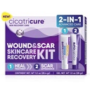 Cicatricure Skin Recovery Kit: Advanced Scar Gel & Open Wound Care Antibiotic Ointment, Znižuje natiahnutie značky, Chirurgické a akné jazvy, Liečebné rezy a popáleniny, 1 oz Každý - pre dospelých a deti