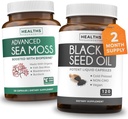 Black Seed Oil & Irish Sea Moss (2-Month Supply) - Wellness Duo Bundle Black Seed Oil (120 Kapsule) Cold-Pressed Nigella Sativa & Irish Sea Moss (120 Kapsule) s Bioperine a Bladderwrack