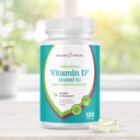 Vitamín D3 50 000 IU 125mcg Kapsule - 120 Organic Weekly Supplements, non-GMO Gluten Free Pills, pre silné kosti, zuby, Immune Support - Made in USA