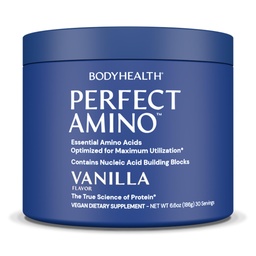 TeloHealth PerfectAmino Powder - BCAA a EAA Powder pre pre a po tréningu - Aminokyselinový nápoj pre mužov a ženy na podporu chudého svalstva a zotavenie - Vanilka - 30 porcií