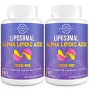 Lipozomálna Alpha Kyselina lipoová 1500 mg - s Acetyl-L-karnitín 900 mg & Ubichinol 100 mg & Vitamín E 15 mg, ALA doplnok pre antioxidanty Glukóza Metabolizmus Nervová energia, 60 Softgels (2 fľaše)