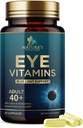 Očné vitamíny Supplement - Advanced Eye Care Vitamín s lutein, Zinok, Vitamíny C, E, Zeaxantín a minerály - Vision Multivitamín pre Macular Health & Suché oči, Vegan, Fľaša v USA - 60 Kapsule