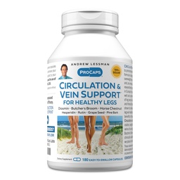 ANDREW LESSMAN Circulation, Vein Support for Healthy Legs 180 Capsules - High Bioactivity Diosmin, Butcher's Broom, Visibly Reduces Swilling and Discomfort in Feet, Ankles, Calves, Legs