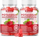 Kálium Magnézium Supplement Gumies pre dospelých Deti, bez cukru Kálium Gumies Podpora Noha Crumpy a svalovej hmoty a imunitného zdravia, Vysoká absorpcia Magnézové Gumičky Malinová chuť 120 Cts