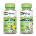 SOLARAY Mullein Leaf 330 mg and Marshmallow Root 480 mg - Wellness Bundle - Byliny s vysokým obsahom slizníc Rozpustné vlákno pre upokojujúce podporu - Vegan, non-GMO, Lab Overené, 60-Deň záruka, 200/100 VegCaps