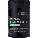 Športový výskum Vegan Omega-3 s vitamínom D3 Softgels - 1020mg Omega-3 & 5000iu D3 doplnok - Rybí olej Alternatíva s vitamínom D Rastlina-Na základe podpory z Algae olej - 60 Veggie Softgels pre dospelých