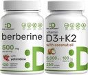DEAL DOPLNOK Vitamín D3 5000iu + K2 100mcg Softgels & Berberine Supplement with Yohimbine Bundle 