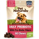 Pet Naturals Daily Probiotic for Psy, 120M CFUs - Pre a probiotiká pre psy Tráviace zdravie, Gut Health, Imunitná podpora, hnačka, alergie a svrbenie - 60 Žuvačky, Duck Flavor