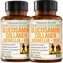 Glukozamín Chondroitín MSM s hydrolyzovaným kolagénom Peptidy - Spoločná podpora doplnok s Quercetin, Hypromelain & Boswellia Extract - Kolagénové pilulky na nechty na vlasy - FSA oprávnené 2 balenie