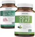 Sea Moss & Olive Leaf Extract (1-Month Supply) Olive Moss Blend - Organic Irish Sea Moss - Raw Vegan Supplement (60 Caps) & Olive Leaf Extract Super Sila: 20% Oleuropein - Vegetarián (120 Caps)