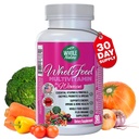 Celý potravinový multivitamín pre ženy Multivitamín s folátom, B12 metyl, vitamíny, minerály, probiotiká a omegas, Vegan, Non GMO- 90 Kapsule (1) (1)