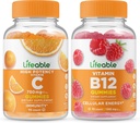 Životaschopný vitamín C 750 mg + vitamín B12, Gummy Bundle - veľké ochutnávky, vitamínové doplnky, bez lepidla, bez GMO, žuvacia Gummy