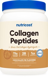 Nutricost Collagen Peptides Powder (Cocolate Arašidové maslo Ochutené) 1 LB - Grass-Fed Collagen Hydrolysate, Gluten-Free