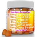 Bee Pollen Apigenin Citrus Bergamot Gummies w Organic Propolis Royal Jelly Honey Lemon Balm Extract, Supplement for Men Kids, Tincture Drops Powder Kapsule Herb Kapsule Doplnky Alt, Pollan Polen