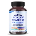 Alpha Lipoic acid s vitamínom B1 - podporuje antioxidant zdravie a zdravý metabolizmus - zahŕňa vitamín C, Acetyl-L-karnitín, CoQ10 - Vyrobené v USA- 150 Kapsule