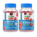 Životaschopné bezcukru Biotin deti + preciotické Fiber Kids, Gummies Bundle - skvelá ochutnávka, vitamín Supplement, Gluten Free, GMO Free, Žuvacia Gummy