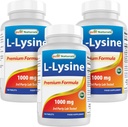 Najlepšie prírodné L-lyzín 1000 mg 180 tabliet (180 Počet (Pack of 1)) (3 fľaše)