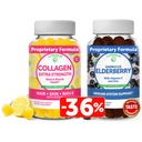 Lunakai Collagen a bazové Gummy Bundle - Anti Aging Doplnky pre mužov a ženy - Imunitná podpora pre dospelých a deti - Vegan, Non-GMO, Non Corn Sirup, Želatína zadarmo, Všetky prírodné čierne Sambucus