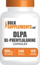 BulkSupplementments.com DL-Fenylalanín Kapsule - DLPA Kapsule, DL-Fenylalanín 500mg - DLPA doplnky, Gluten Free - 2 Kapsule na obsluhu, 240 Kapsule (Pack of 1)