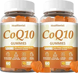 2 balenie 500MG Coq10 Gummy - 3X lepšia absorpcia, Plus Omega-3, horčík, vitamín B3 a zinok - koenzým Q10 doplnky pre zdravie srdca, celulárna energia a antioxidant, Vegan, 120 Počet