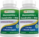 Best Naturals, Glucosamine Chondroitin MSM Supplements, 2600 mg per Serving, 90 Kapsule (90 Počet (Back of 2))