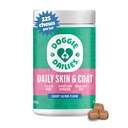 Doggie Dailies Skin & Coat Supplement Support Support, Salmon Oil for Dogs Skin and Coat with Collagen, Omega 3, Krill Oil, Biotin, & Coconut Oil for Dogs (Salmon) 225 Soft Chews