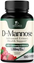 D- Mannose Supplement 1,350 mg with Cranberry & Hibiscus - Efektívne fast-Acting, Flush Nečistoty pre prírodný močový mechúr, močovej Tract Health Support, for Women and Men, Non-GMO, Vegan, 180 Kapsule