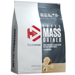 Dymatizovať Super hmotnosť Gainer proteín prášok, gurmán Vanilka, 52g proteín, 1g Creatin, 1280 kalórií, 10,7g BCAA, 245g Carbs, obsahuje srsť proteín, izolát, a Casein (16 slúži)