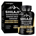 Shilajit Kapsule - 20 000mg Pure Himalayan Organic Shilajit pre mužov a ženy s Ashwagandha, podporuje Vitality a wellness, Premium Shilajit Pure Himalayan Supplement, 120 Kapsule